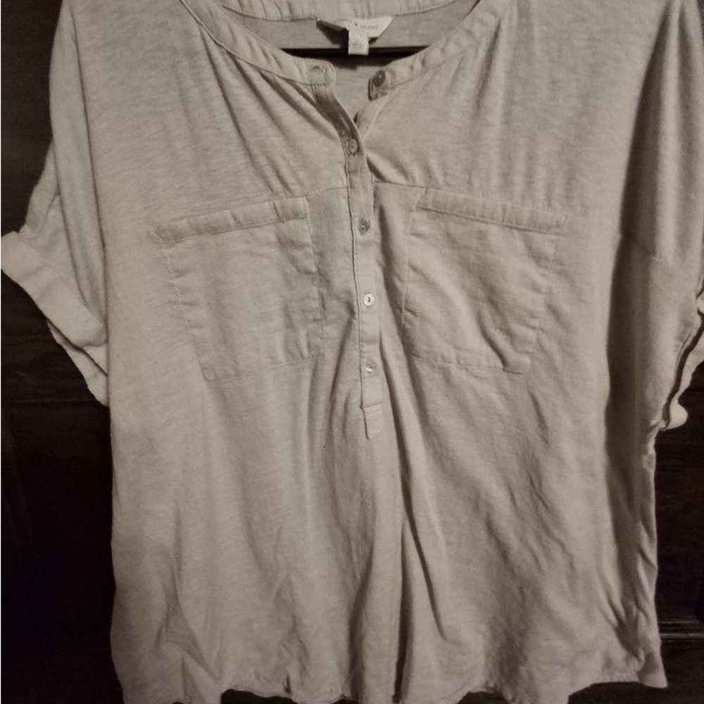 Lucky Brand, Beige Button-Up Women's Top, Size XL